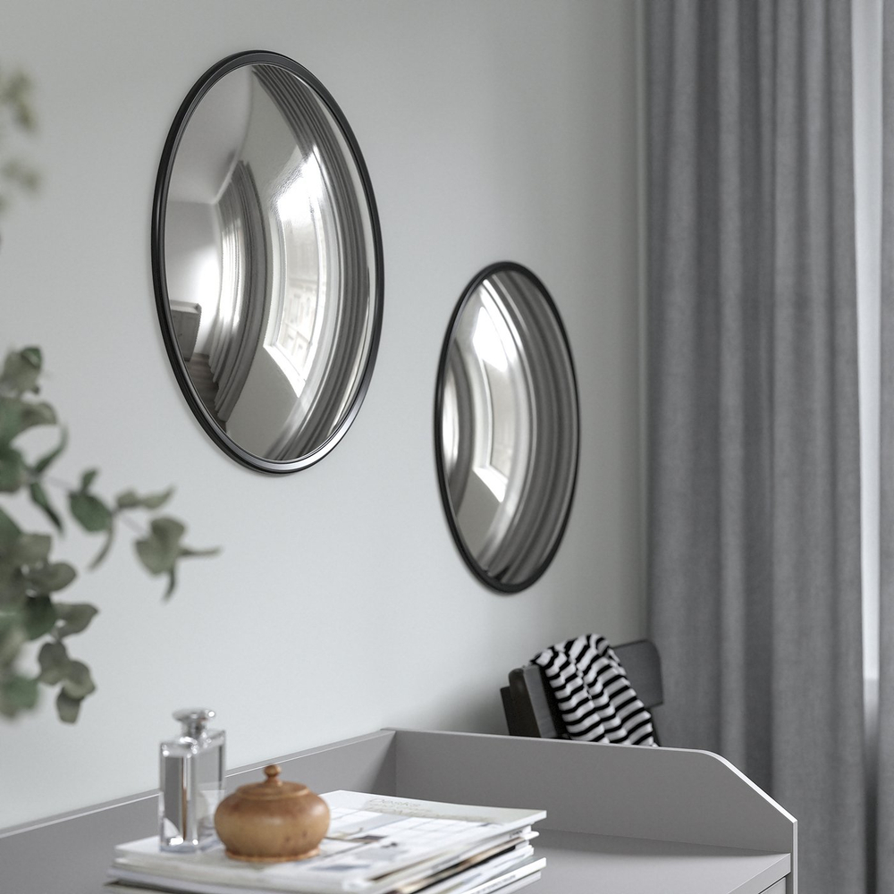 IKEA SVARTBJÖRK  (ИКЕА СВАРТБЙЁРК)  -  Декоративное выпуклое зеркало - чёрное 41 см