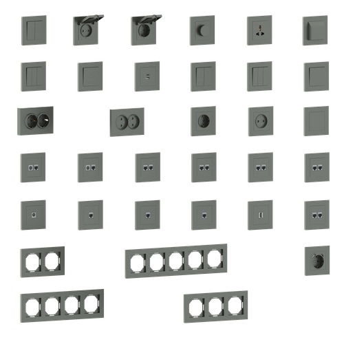 Накладка для розетки Schuko с зарядным устройством USB A+C, со шторками 16A 250В, матовый титан, серия A07