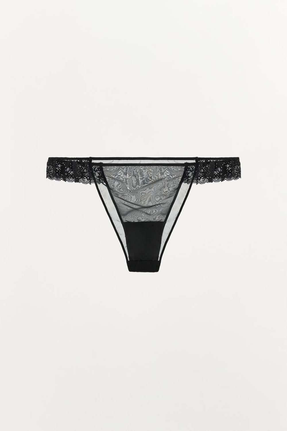 ZARA ТРУСЫ ИЗ ЖОРЖЕТА С КРУЖЕВОМ, ЧЕРНЫЙ
