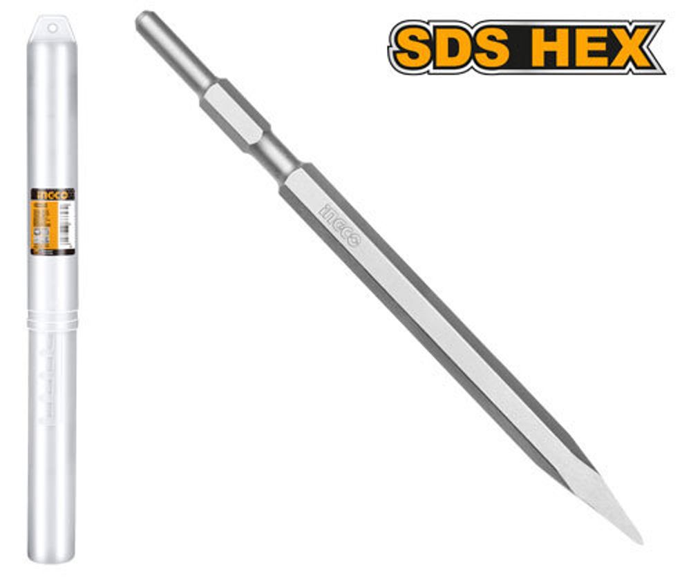 Зубило пикообразное Hex 17x350 мм INGCO DBC0513501