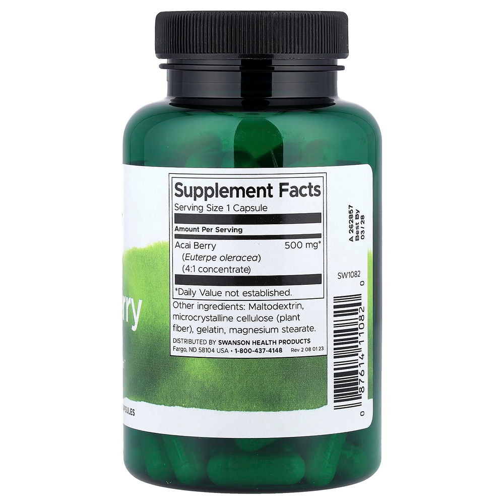 Swanson Vitamins, ягоды асаи, 500 мг, 120 капсул