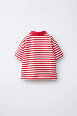 ZARA ПОЛО В ПОЛОСКУ, КРАСНЫЙ