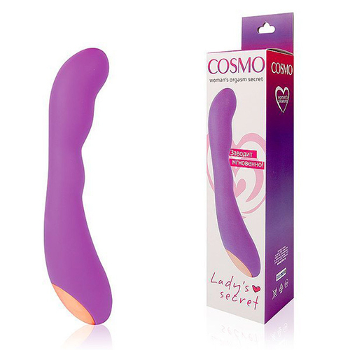 Фиолетовый силиконовый вибромассажер 22,2см для стимуляции точки G Bior Toys Cosmo CSM-23056