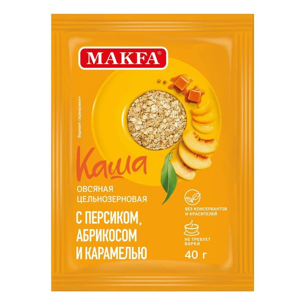 Каша овсяная MAKFA цельнозерн.персик-абрикос-карамель