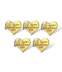 Топпер Бирка сердечко  "Happy Valentines Day"   (4см) 5шт акрил