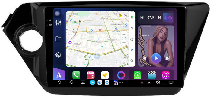 Магнитола для KIA Rio 3 2011-2017 - FarCar S500-TS20 монитор 9.5" 2K QLED на Android 14, Быстрейшая, CarPlay, 4G SIM-слот