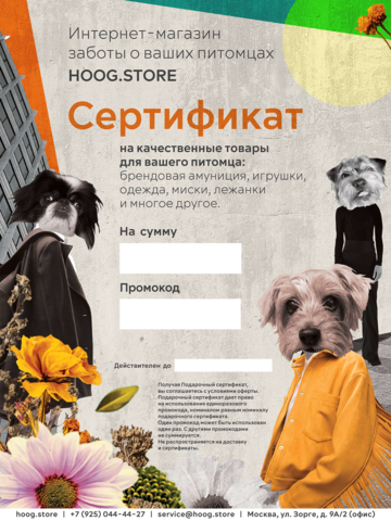 Электронный подарочный сертификат HOOG 5 000 руб.