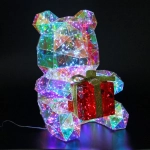 Сувенир светодиодный «Мишка с подарком» 29*29,5*39 см, 300 ламп LED, USB, Белый