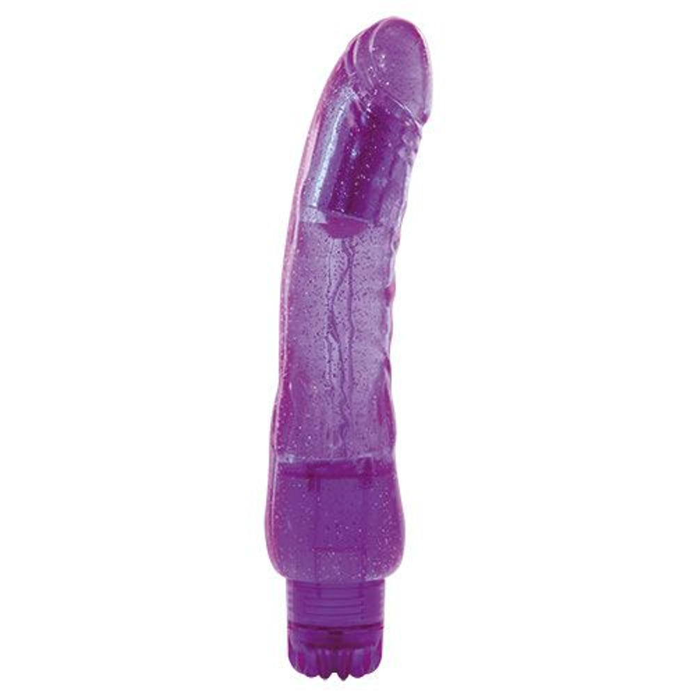 Фиолетовый вибратор AMMY JELLY BRIGHT GLITTER PURPLE - 24,5 см. (Цвет: фиолетовый)