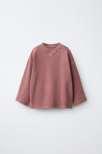 ZARA ФУТБОЛКА GARMENT DEY, СВЕТЛО-ГРАНАТОВЫЙ