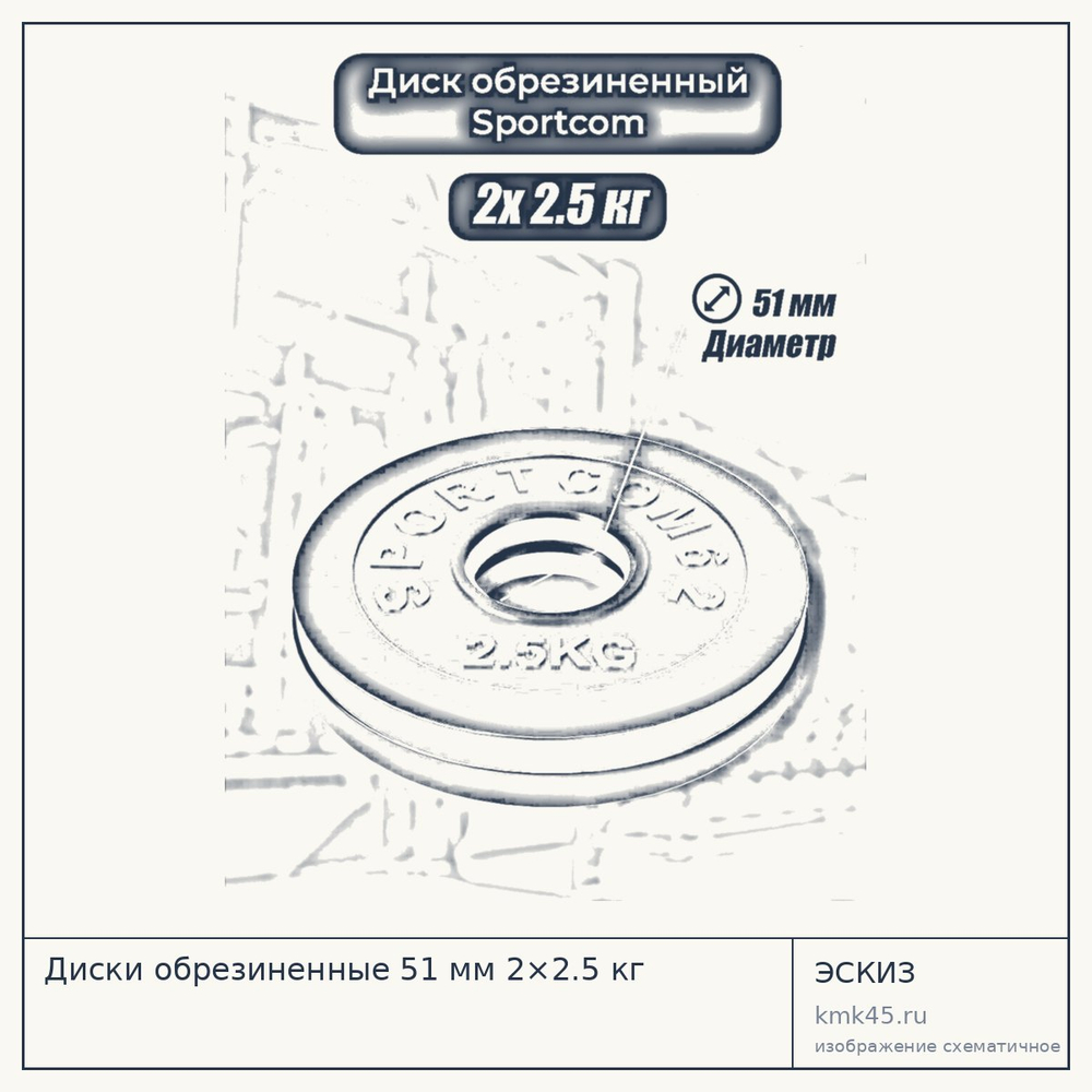 Диски обрезиненные 51 мм 2×2.5 кг — от 830 ₽