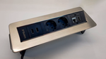 Розетка врезная G47 (2 EURO + 2 USB-A + 1 RJ-45 (Ethernet) + 1 HDMI), цвет нерж. сталь