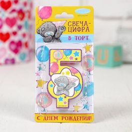 Свеча в торт цифра 5 Me To You, цветком, 4 х 7 см