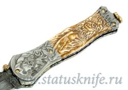 Нож Carved Damascus Folder Suchat Jangtanongфотография - 3