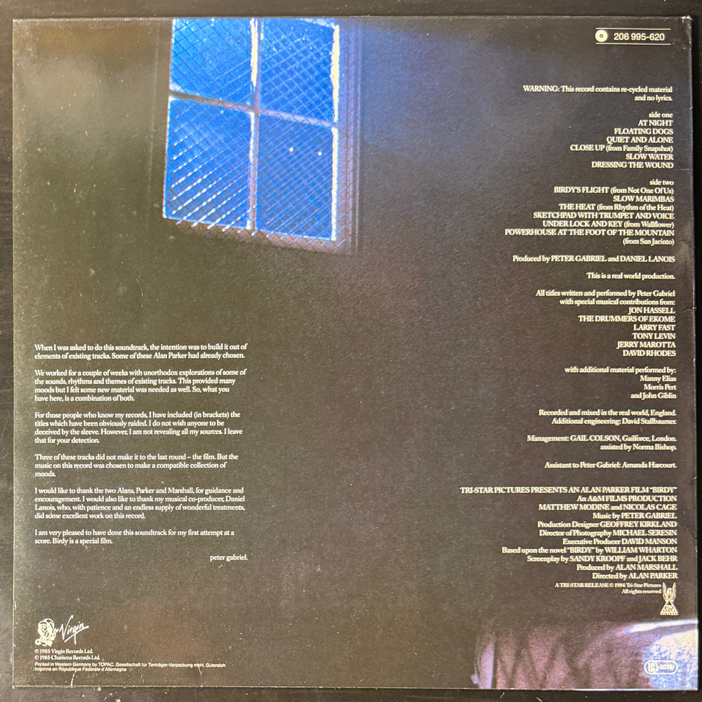 Виниловая пластинка Peter Gabriel - Birdy LP