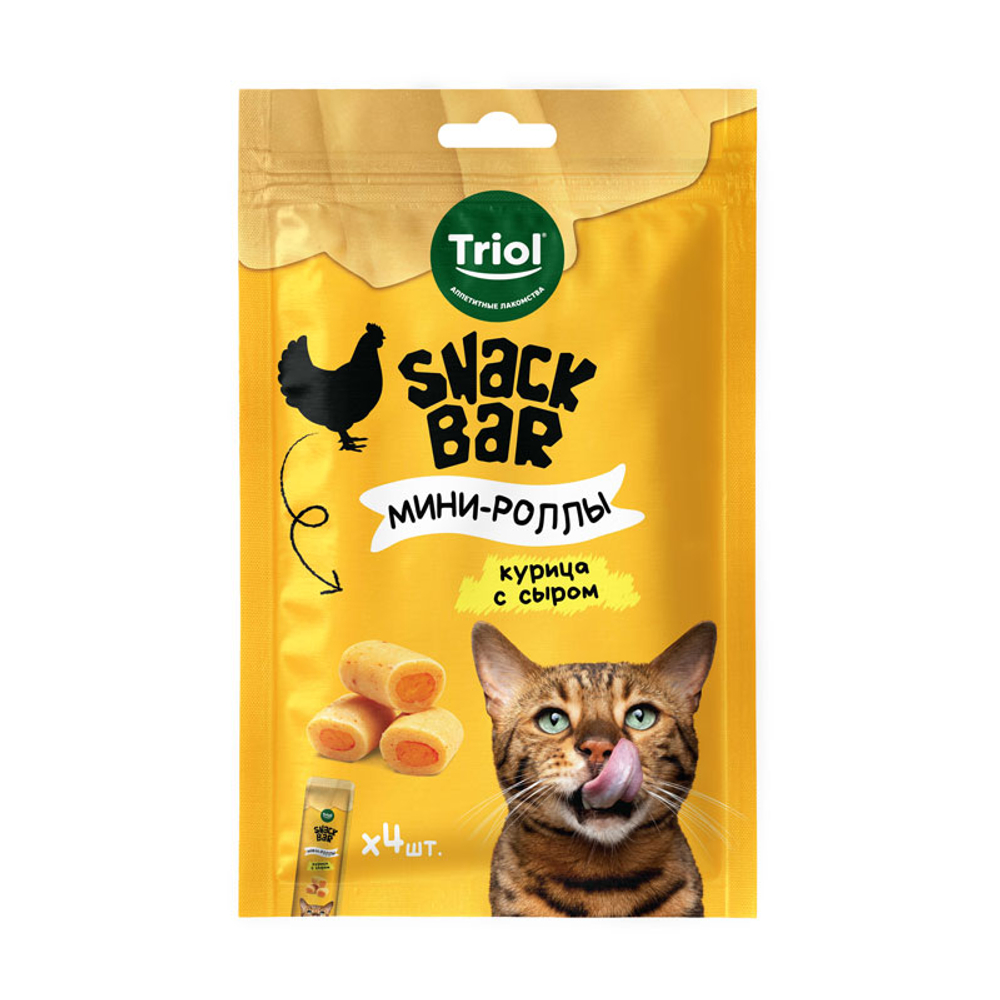 Лакомство Triol SNACK BAR Мини-роллы с начинкой из курицы с сыром для кошек 40 г