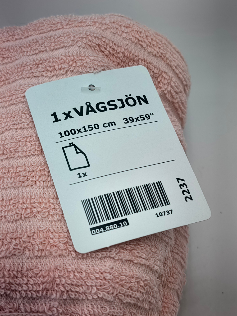 Полотенце банное IKEA VAGSJON светло-розовое махровое 100x150 см (из Финляндии)