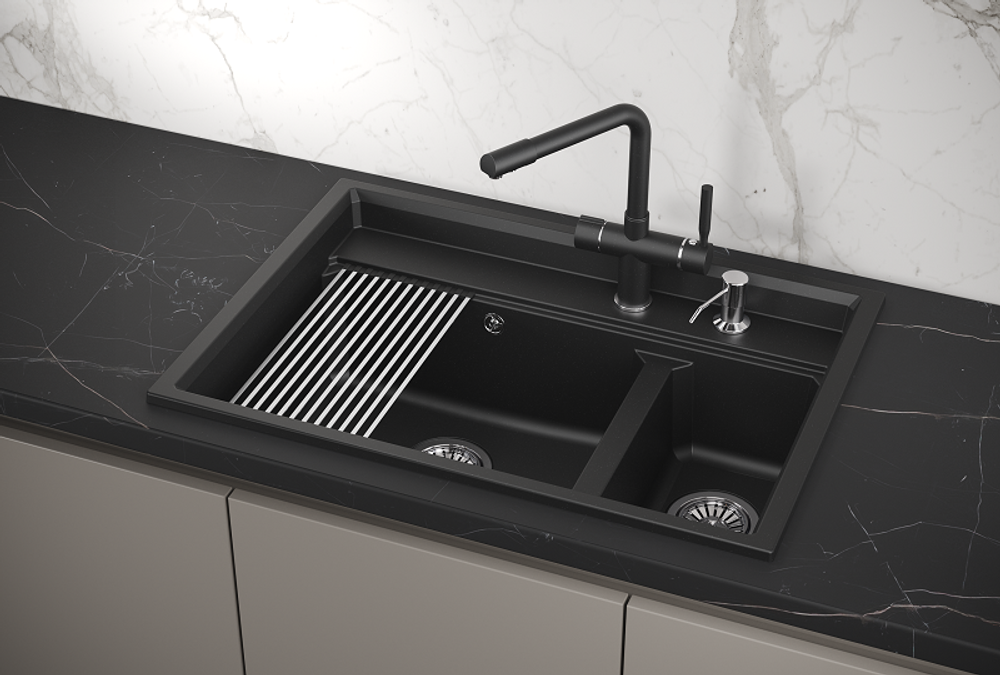 Кухонная мойка GRANULA Kitchen Space (7302, ШВАРЦ)
