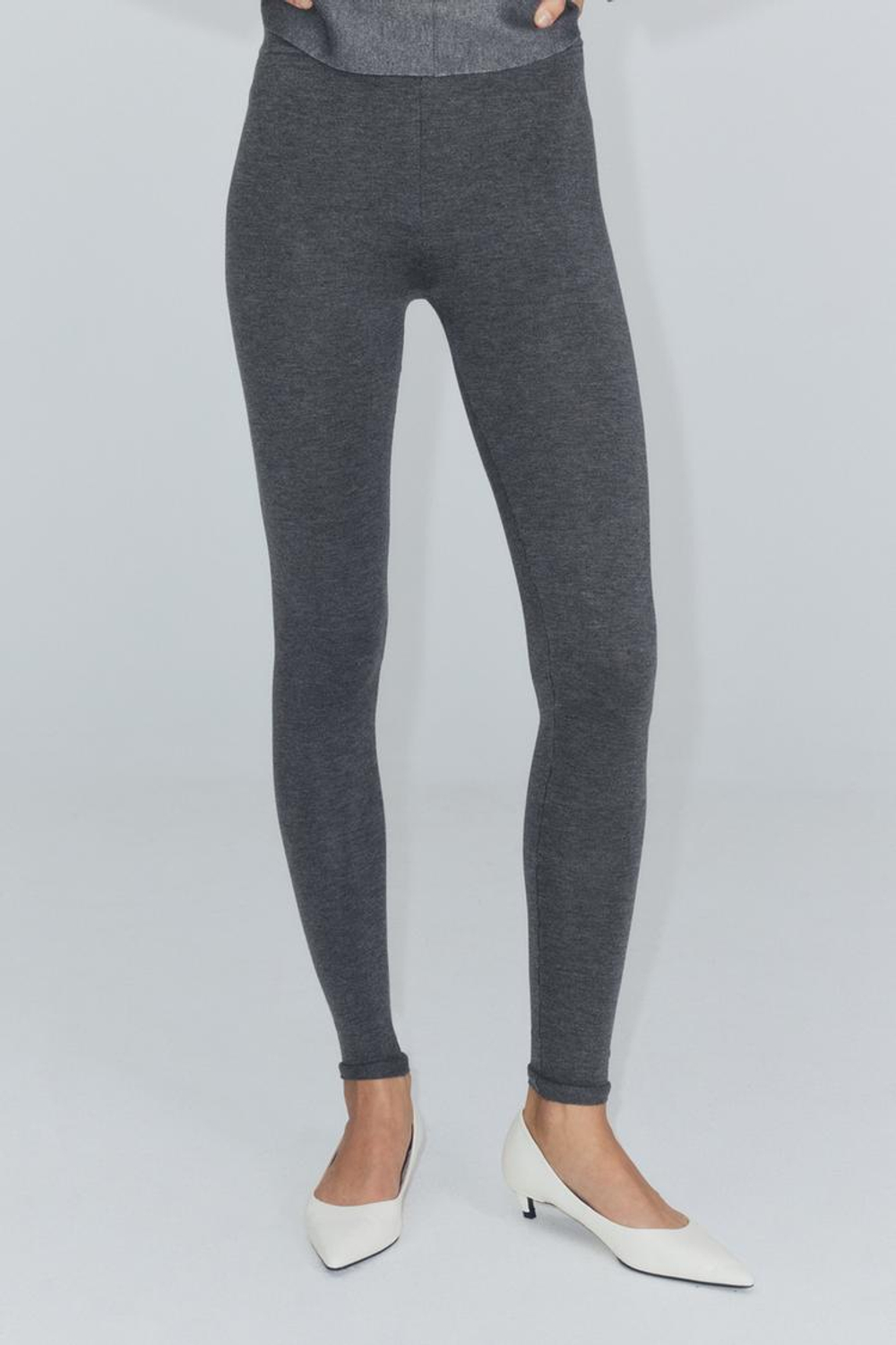 ZARA ТРИКОТАЖНЫЕ ЛЕГИНСЫ, СЕРЫЙ МЕЛАНЖ