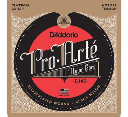 D'ADDARIO EJ49 - струны для классической гитары. серебро (Silver),черный нейлон,нормальное натяжение