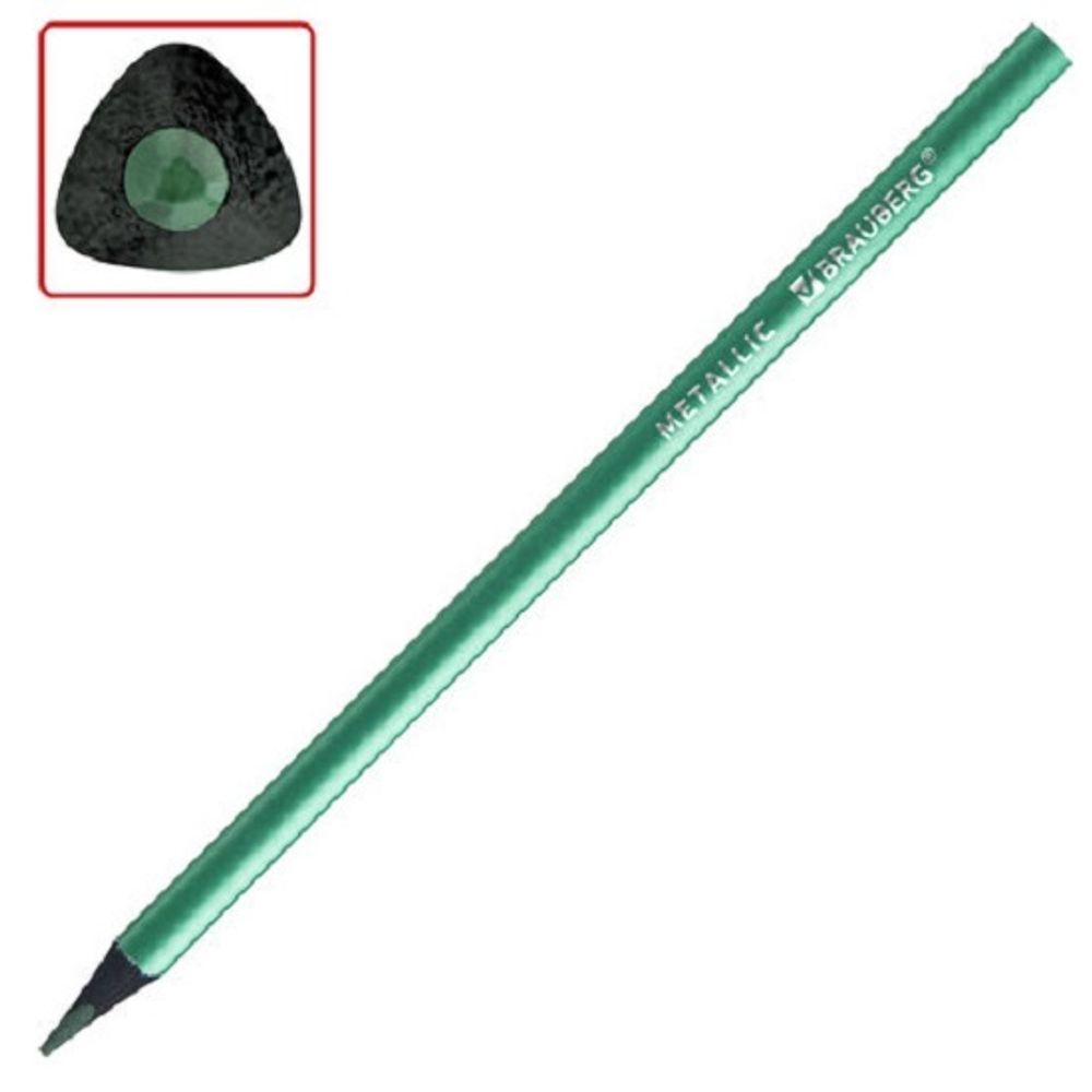 Карандаши цветные трехгранные 12цв. Brauberg Metallic, черное дерево