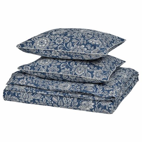 Комплект постельного белья IKEA GLESSTARR (ГЛЕССТАРР), Двуспальный, Синий с рисунком, 240x220, 50x80 см