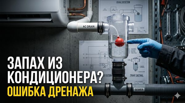 Почему из кондиционера пахнет канализацией: скрытая ошибка монтажа дренажа и выбор сифона