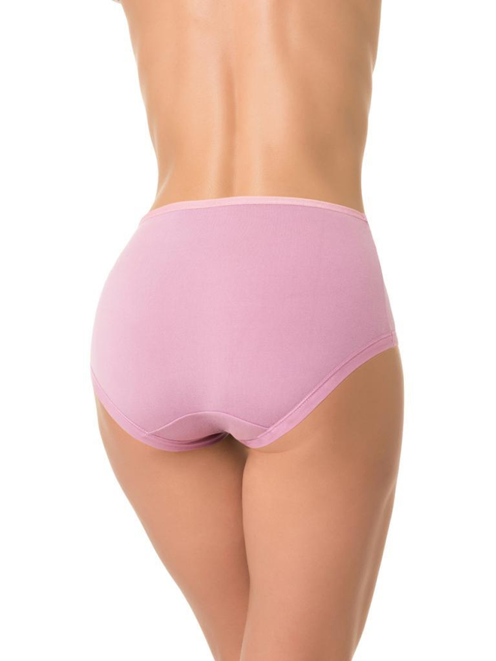 Высокие трусики plus size с кружевной вставкой (Размер: XL) (Цвет: грязно-розовый)