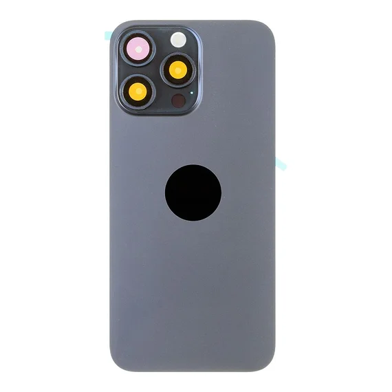 Задняя крышка для iPhone 15 Pro Max (синий) в сборе со стеклом камеры с кольцом MagSafe