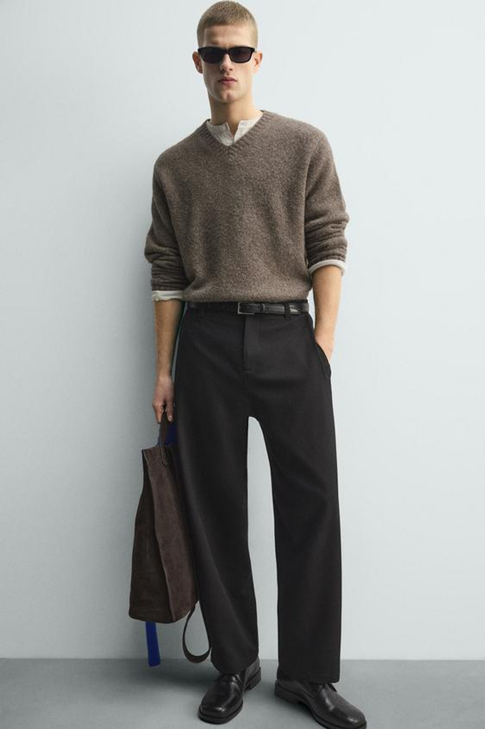 ZARA БРЮКИ RELAXED FIT СО СКЛАДКАМИ, ЧЕРНЫЙ
