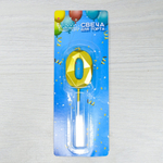 Свеча для торта цифра "0" золото