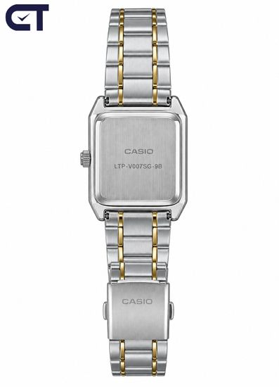 CASIO LTP-V007SG-9B CASIO Collection женские наручные часы — двухцветный браслет, золотистый циферблат и винтажная геометрия