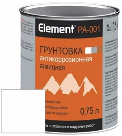 Грунтовка Alpa Element PA-001 антикоррозионная алкидная сверхпрочная белая 0,75л