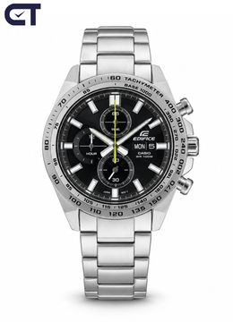 CASIO EFR-574D-1AVUDF EDIFICE мужские наручные часы — стальной хронограф с тахиметром и чёрным циферблатом
