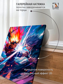 Картина "Ичиго Куросаки", интерьерная 50х70см 1шт., на деревянном подрамнике
