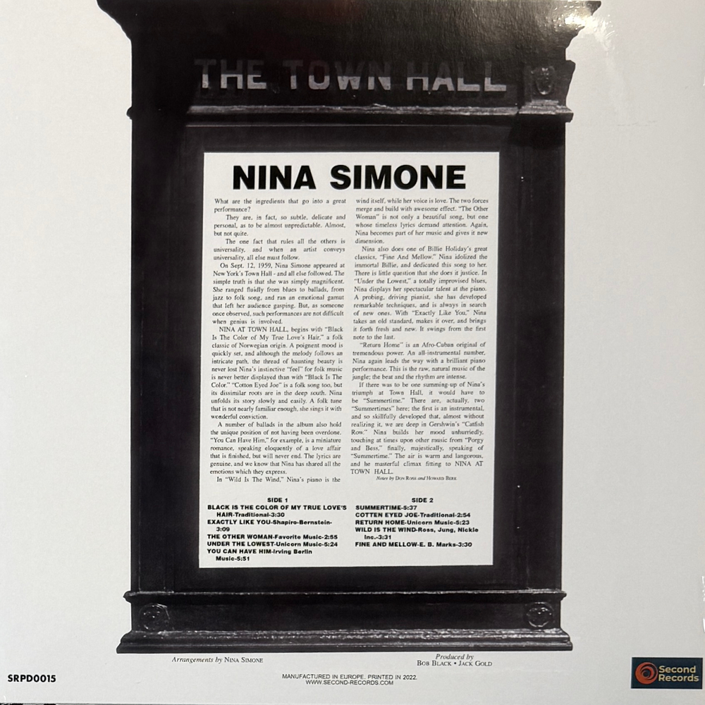 Nina Simone – Nina Simone At Town Hall (Европа 2022г.)