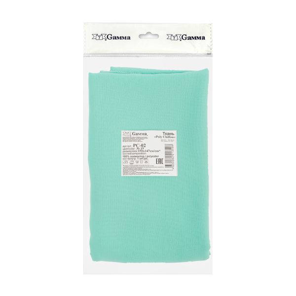 Ткань блузочная Poly Chiffon 84 г/м², 150х147 см, 19 бирюзовый, Gamma PC-02