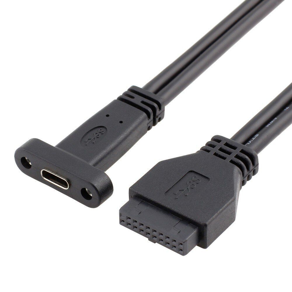 USB type C - 20pin кабель внутренний встраиваемый 50 см 1-портовый + монтажная планка
