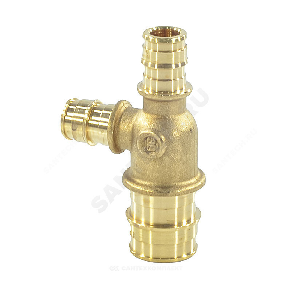 Тройник для PE-X труб радиальный латунь Дн 32х25х32 переходной РОС GX151(AC)Y036