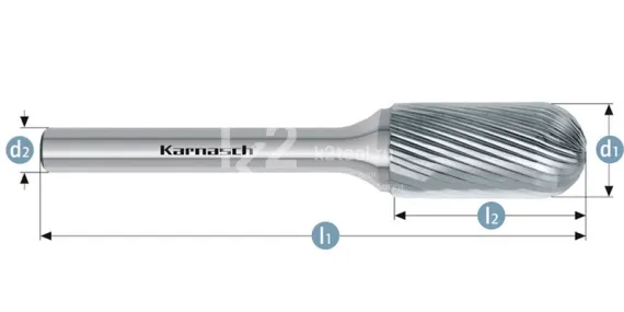 Борфреза твердосплавная Karnasch форма C, 3х14х3х38 мм, насечка HP-5, без покрытия, арт. 11.3023-025
