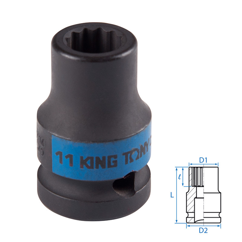 KING TONY (453011M) Головка торцевая ударная двенадцатигранная 1/2", 11 мм