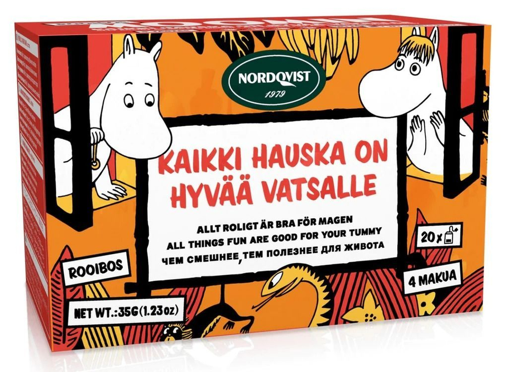 Чай ройбуш Nordqvist MOOMIN ассорти 4 вкуса, 20 пакетиков (из Финляндии)