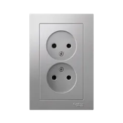 Розетка двойная без заземления Systeme Electric AtlasDesign Алюминий ATN000320