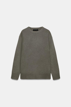 ZARA СВИТЕР ОВЕРСАЙЗ ИЗ 100% ШЕРСТИ, СЕРО-КОРИЧНЕВЫЙ