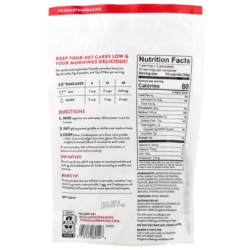 King Arthur Baking Company, Блинная смесь с углеводами, 340 г (12 унций)