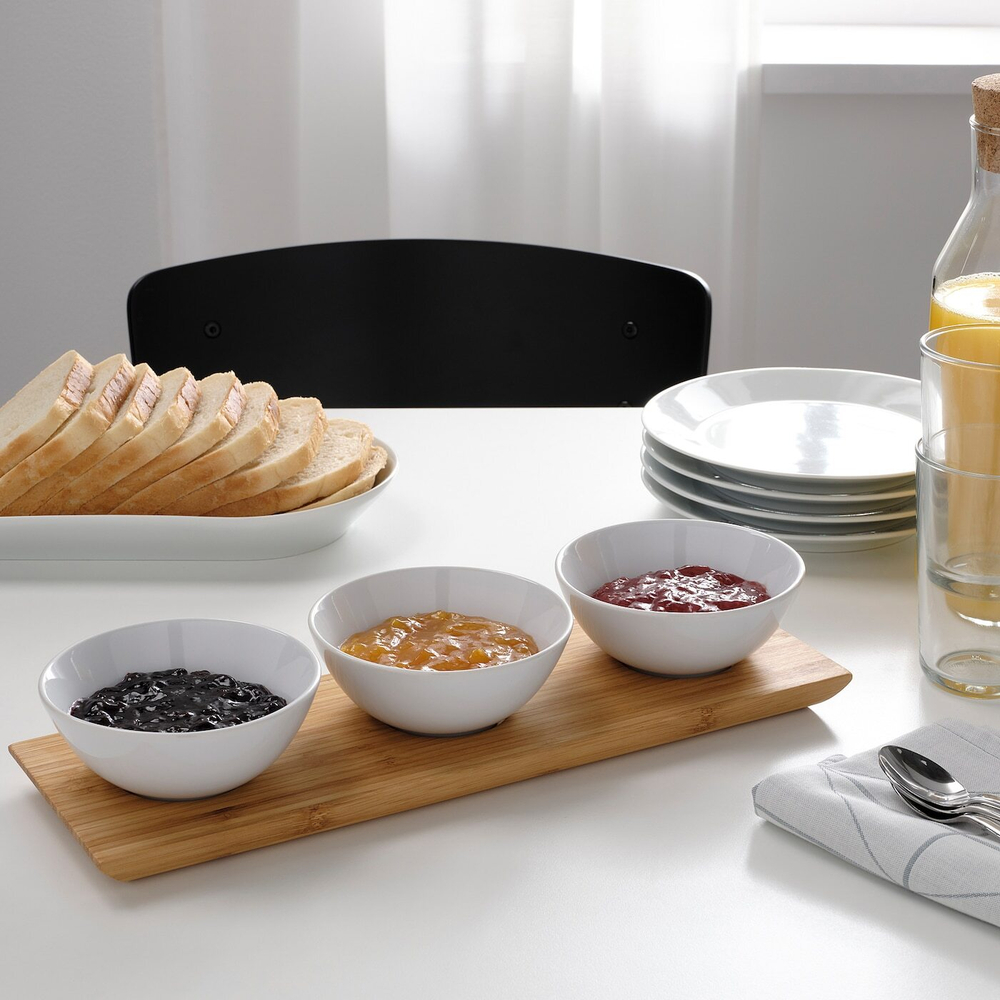 IKEA TYNGDLÖS  (ИКЕА ТЙНГДЛÖС)  -  Поднос с 3 чашами, бамбук/белый