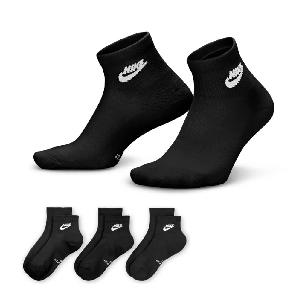 Теннисные носки Nike Everyday Elevated Ankle 3P - black