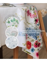 Скатерть клеенка для стола 140х180 белый цветы