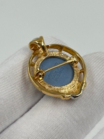 Миниатюрная брошь-кулон Wedgwood голубая