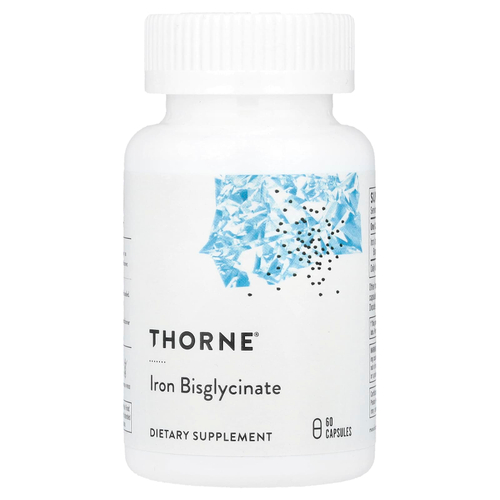 Thorne, бисглицинат железа, 60 капсул (25 мг в 1 капсуле)